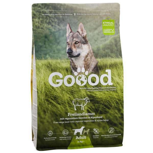 Goood Vrije Uitloop Lam Hondenvoeding voor volwassen honden, zak van 1,8 KG